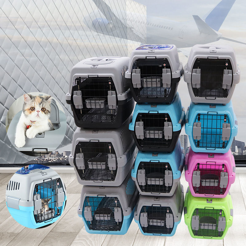 搭啵兔宠物航空箱猫狗外出旅行飞机狗笼便携大犬塑料空运托运箱宠物用品 绿色实用款